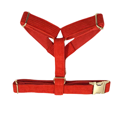 Red corduroy harness for pets, vibrant and durable - Kostbar Pet Club
