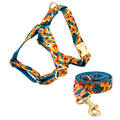 Abstract cotton fabric harness for dogs, lightweight and comfortable pet accessory - Kostbar Pet Club
