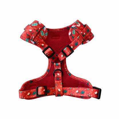 Red Charm neoprene fabric harness, soft and adjustable for pets - Kostbar Pet Club
