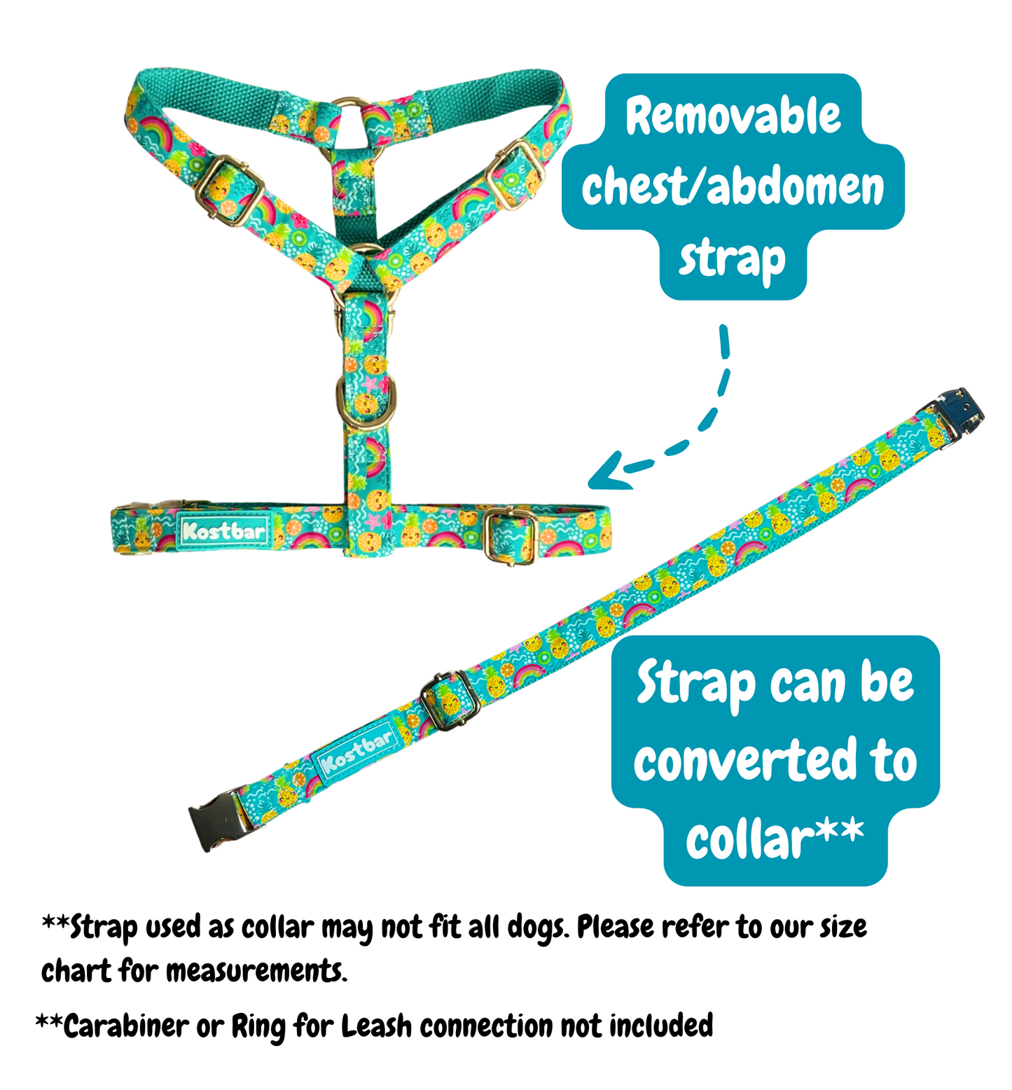 Pineapple Bliss Harness & Leash Cotton Fabric Bundle