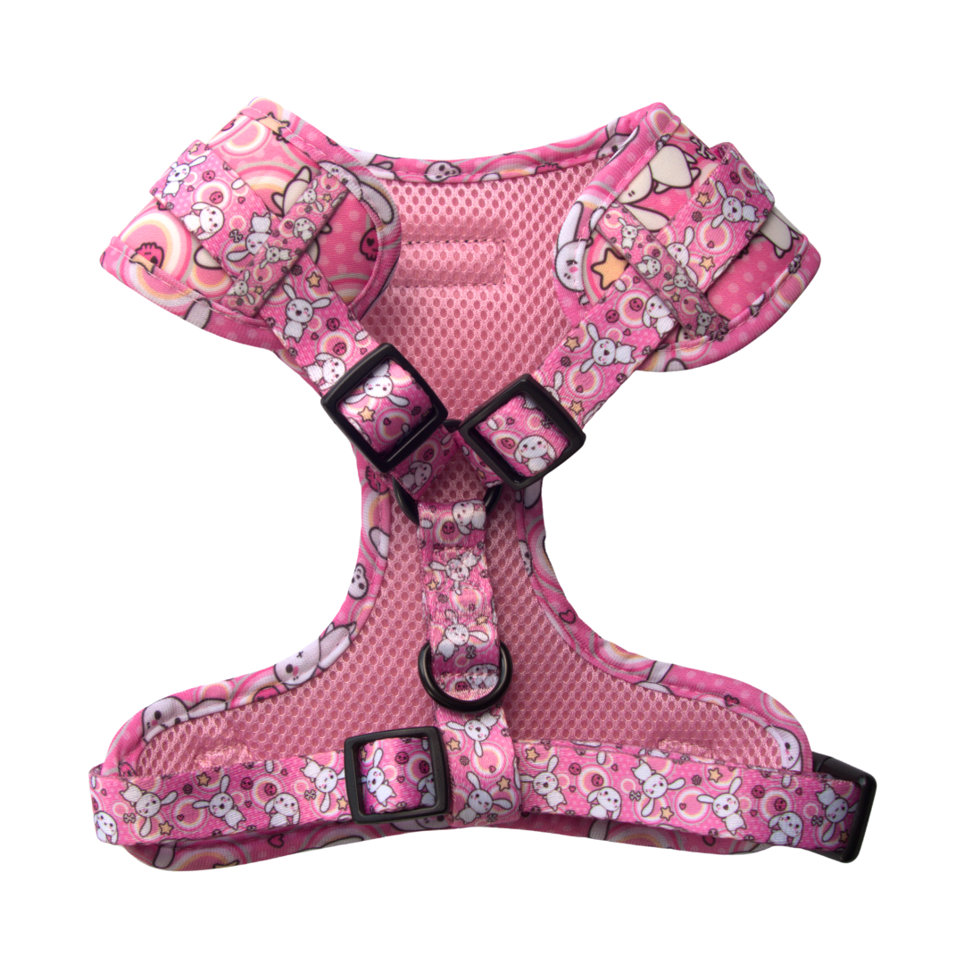 Neoprene harness with Kawaii Doodles pattern, lightweight for comfort - Kostbar Pet Club
