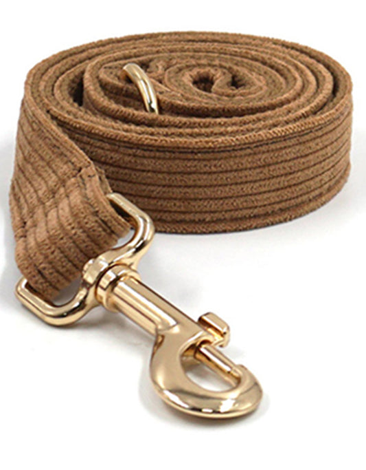 Brown corduroy leash, strong and stylish pet accessory - Kostbar Pet Club
