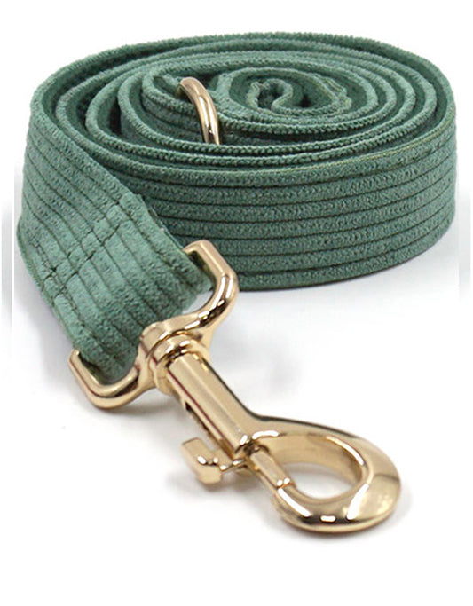 Forest green corduroy leash, soft yet durable for pet walks - Kostbar Pet Club
