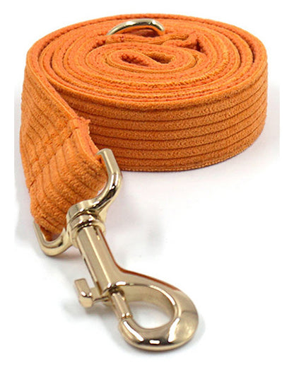 Orange corduroy leash, perfect for stylish pet outings - Kostbar Pet Club
