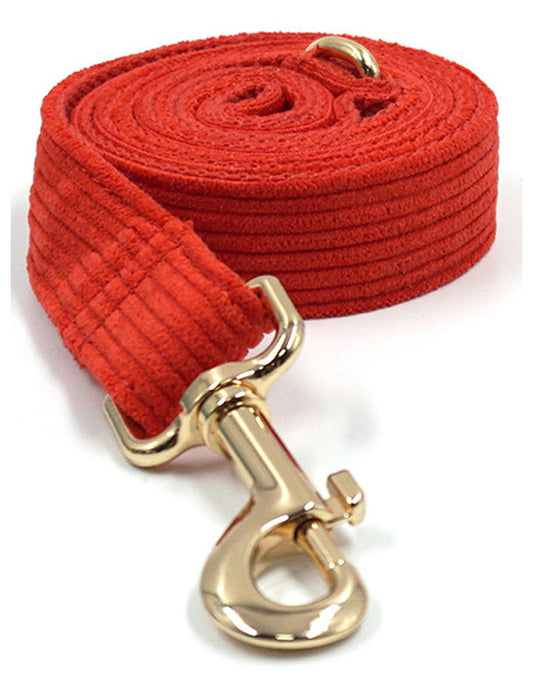 Red corduroy leash, perfect for stylish pet walks - Kostbar Pet Club
